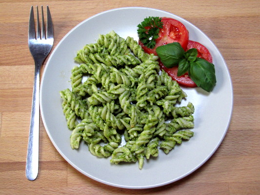 voedingsadvies, foto bordje met pasta pesto
